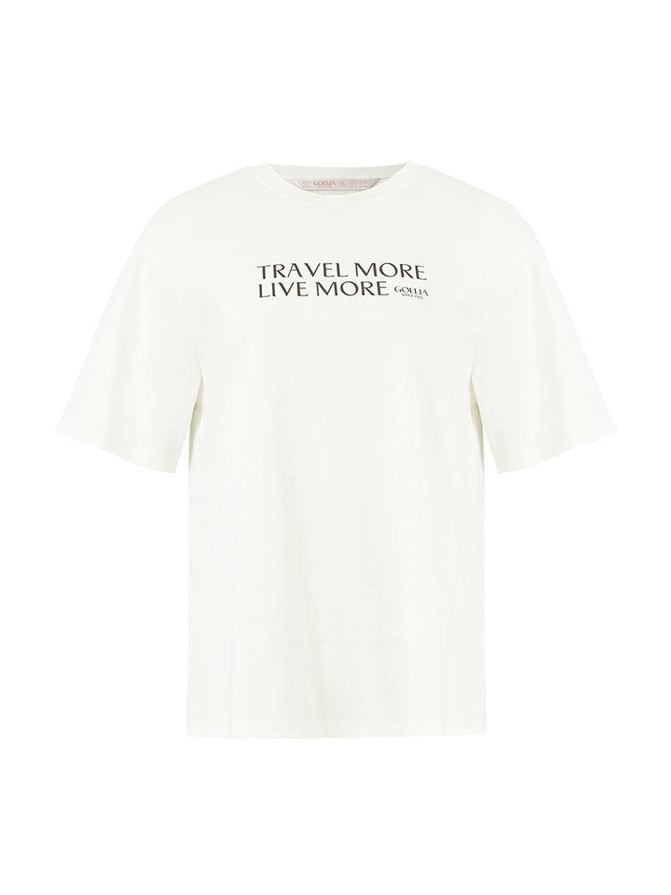 Pure Cotton Chic Letter Print Women T-Shirt Product Image