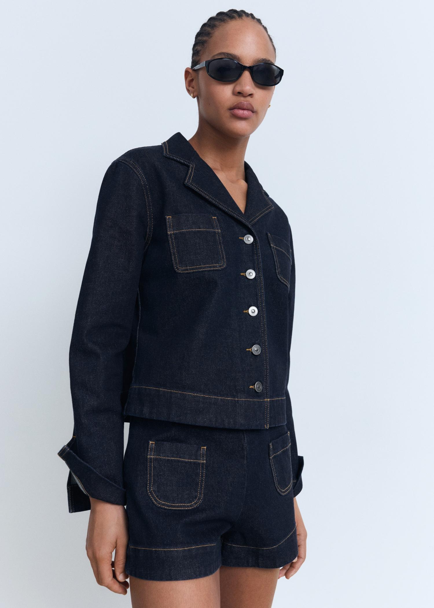 High-waisted denim shorts with pockets - Women | MANGO USA Product Image