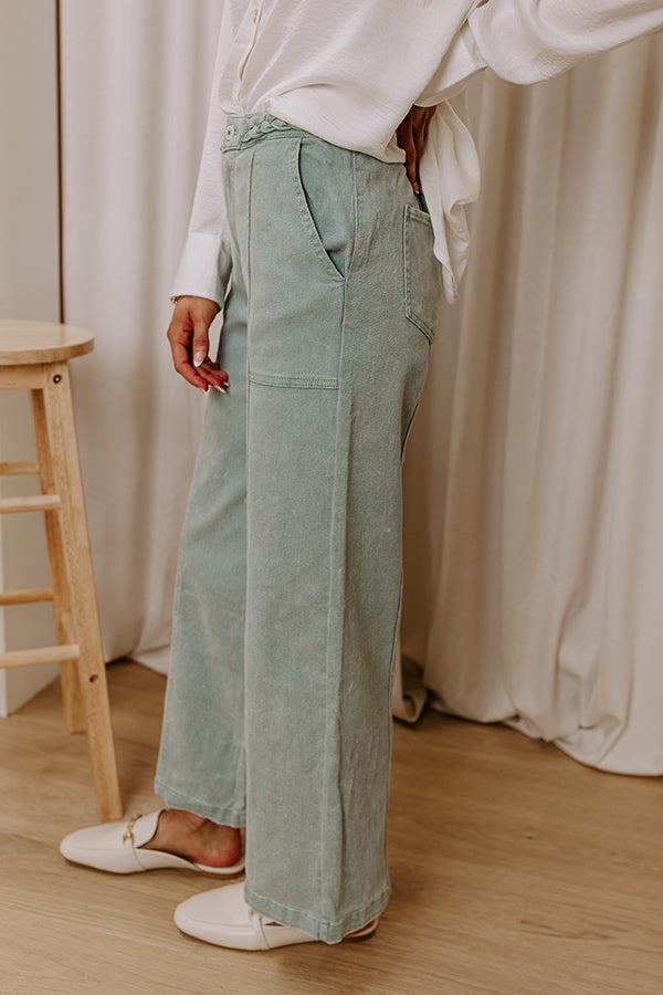 The Julie High Waist Wide Leg Jean in Sage Product Image