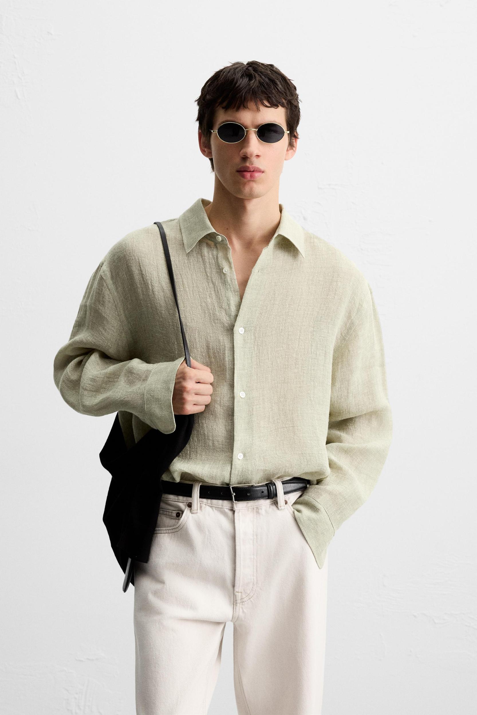 RELAXED FIT LINEN BLEND SHIRT Product Image