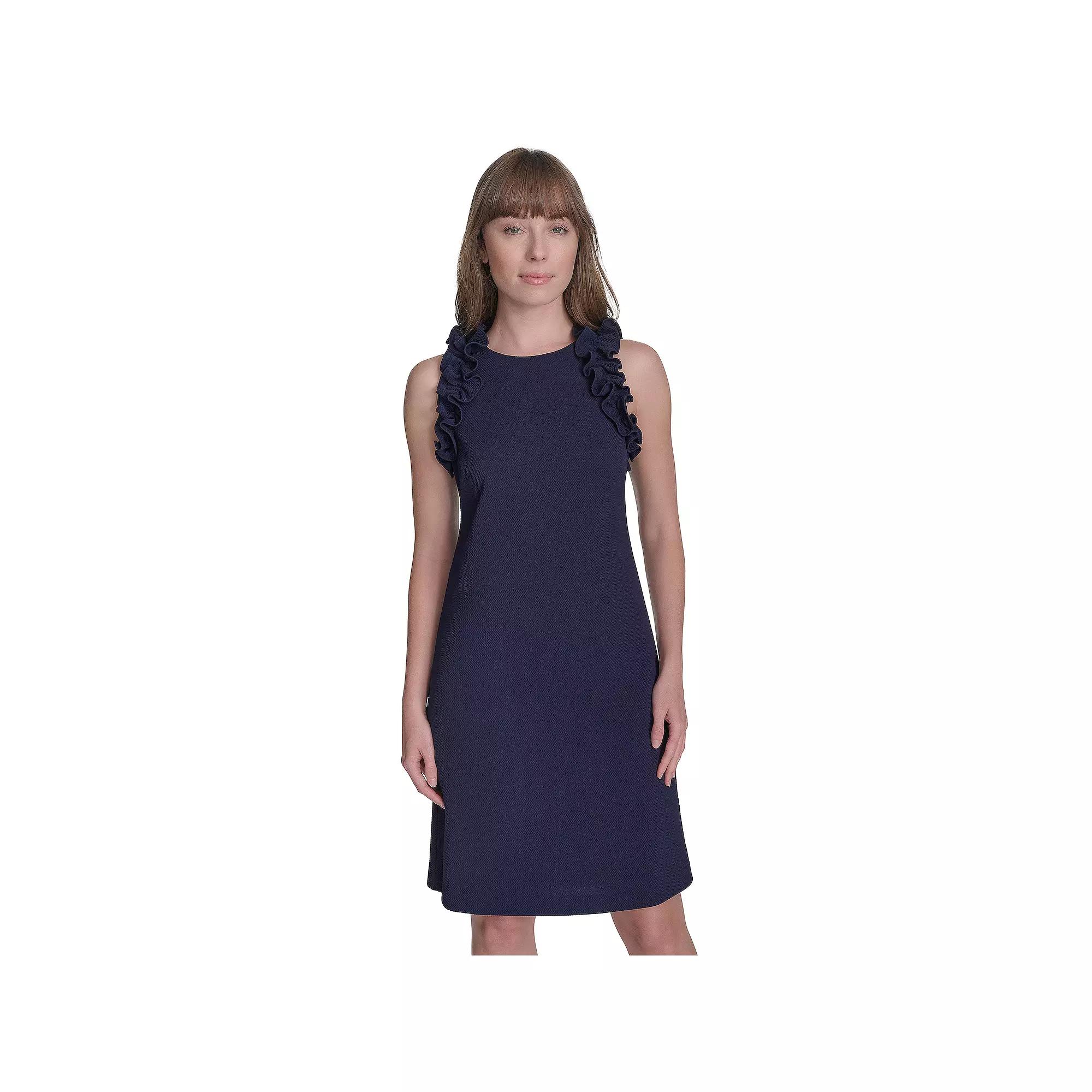 Women's Andrew Marc Scoopneck Sleeveless Ruffle Shift Mini Dress, Size: 12, Blue Product Image