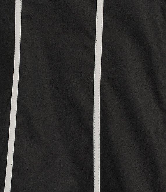 Ming Wang Stretch Cotton V-Neck Elbow Sleeve Fit-And-Flare Contrast Trim Dress Product Image