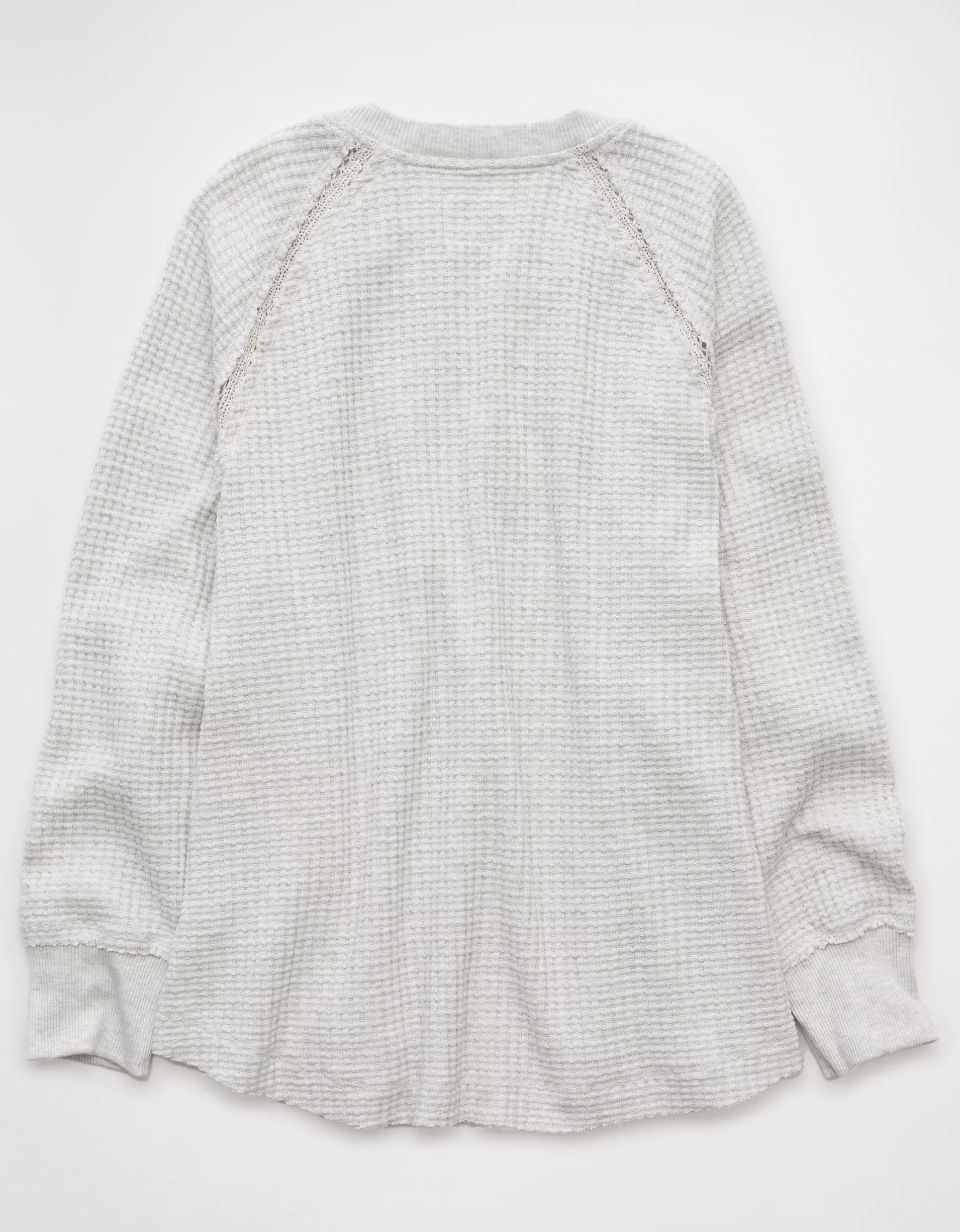 AE Big Hug Notch Neck Waffle Sweatshirt Product Image