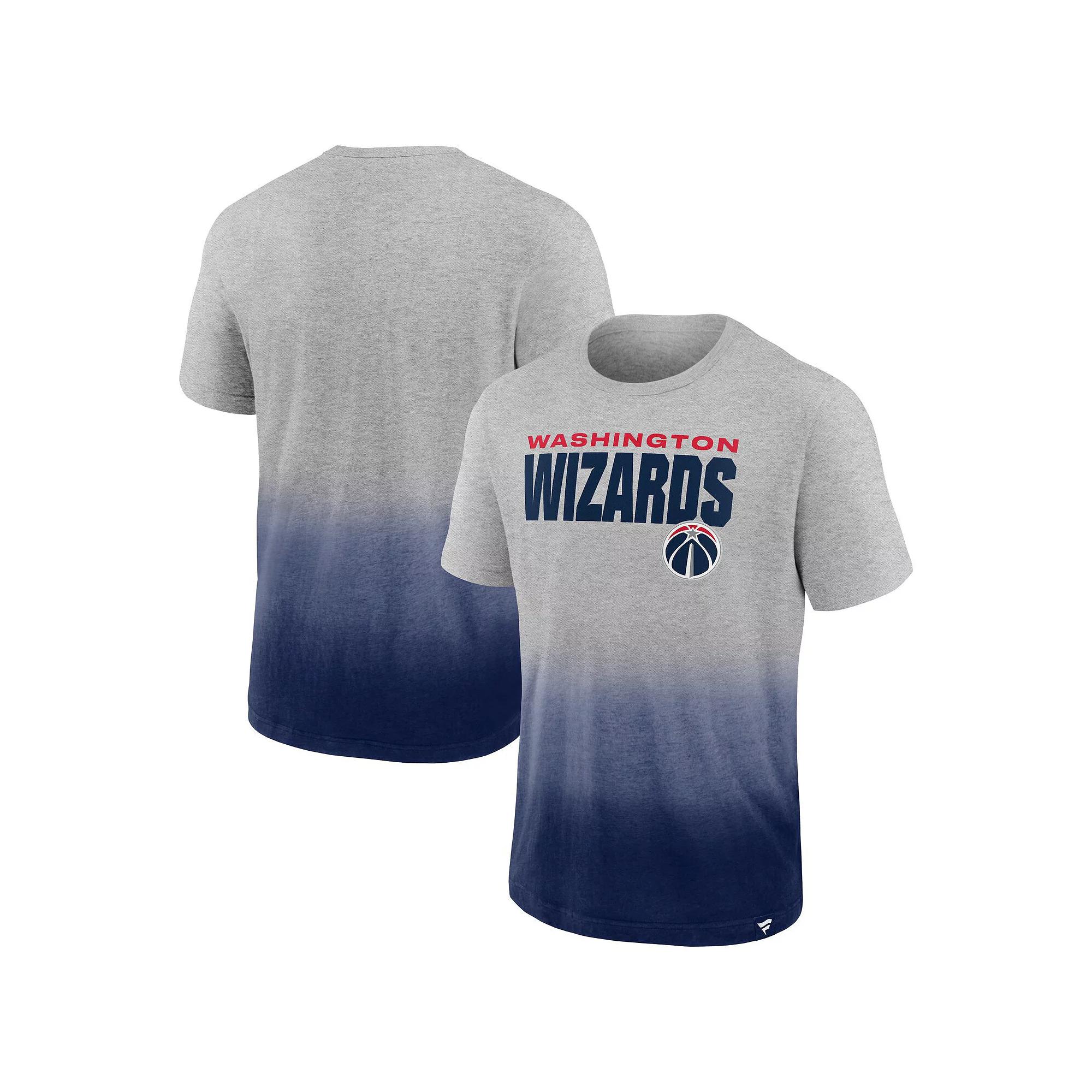 Mens Fanatics Heathered Gray/Navy Washington Wizards Board Crasher Dip-Dye T-Shirt Product Image