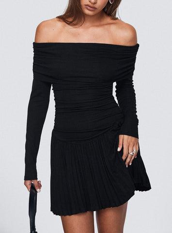 Field Of Dreams Long Sleeve Mini Dress Onyx Product Image