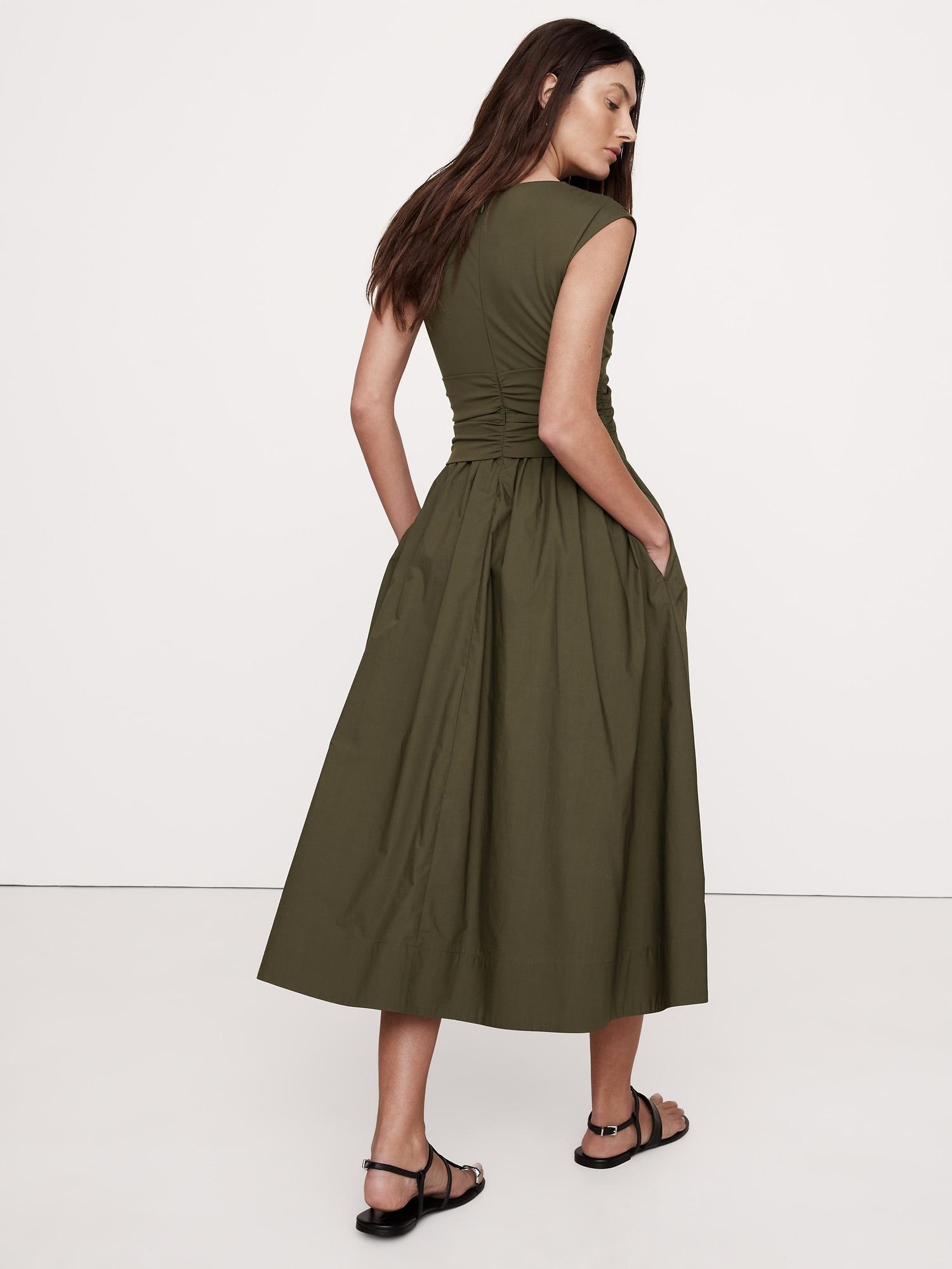 Mixed-Media Cut-Out Midi Dress Product Image