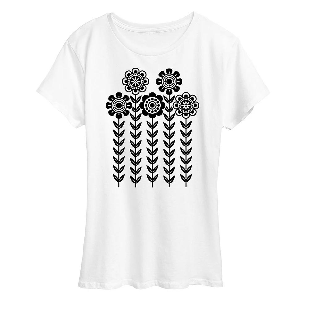 Women's Scandinavian Flowers Graphic Tee,  Product Image