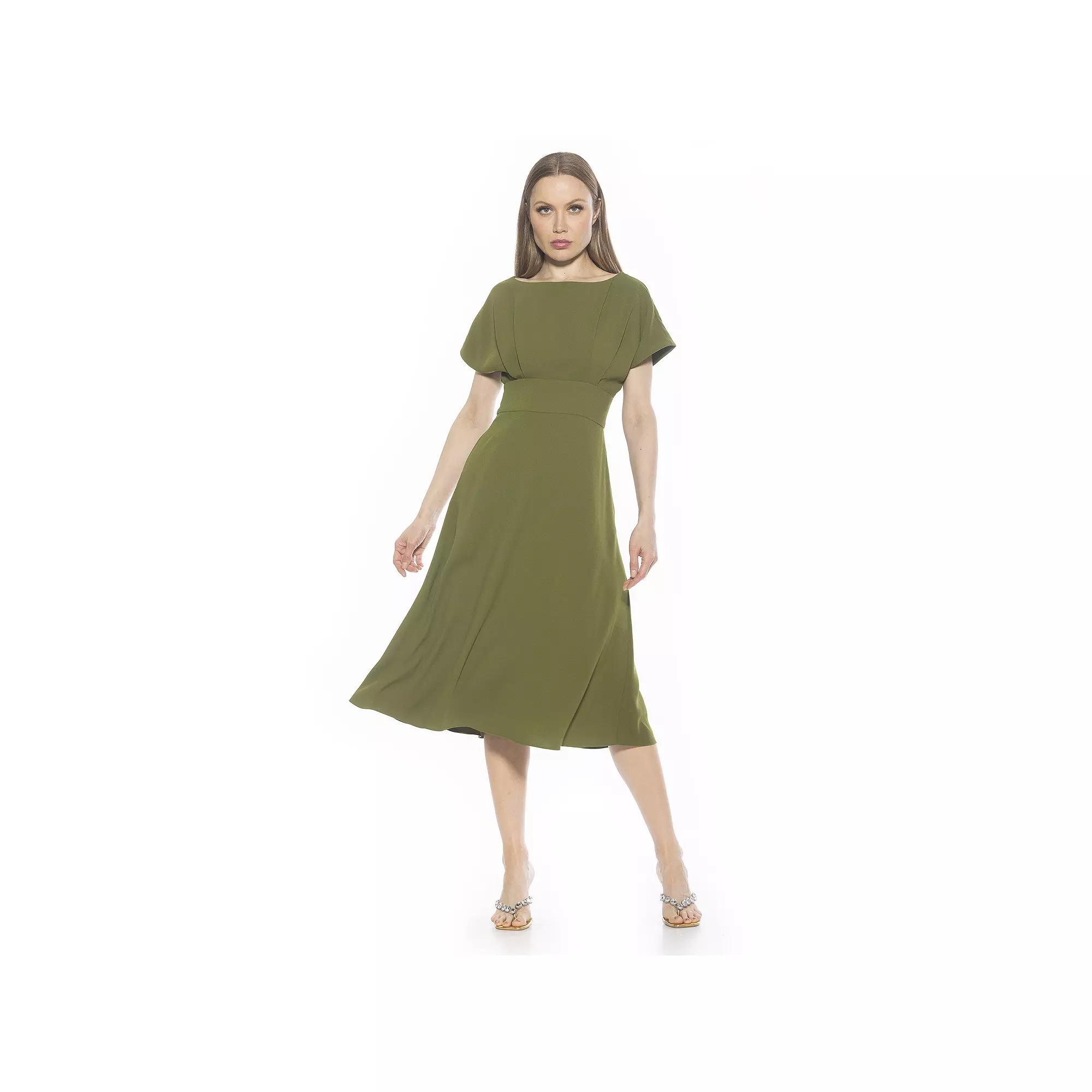 Women's ALEXIA ADMOR Dolman Midi Fit & Flare Dress, Size: 2, Green Product Image
