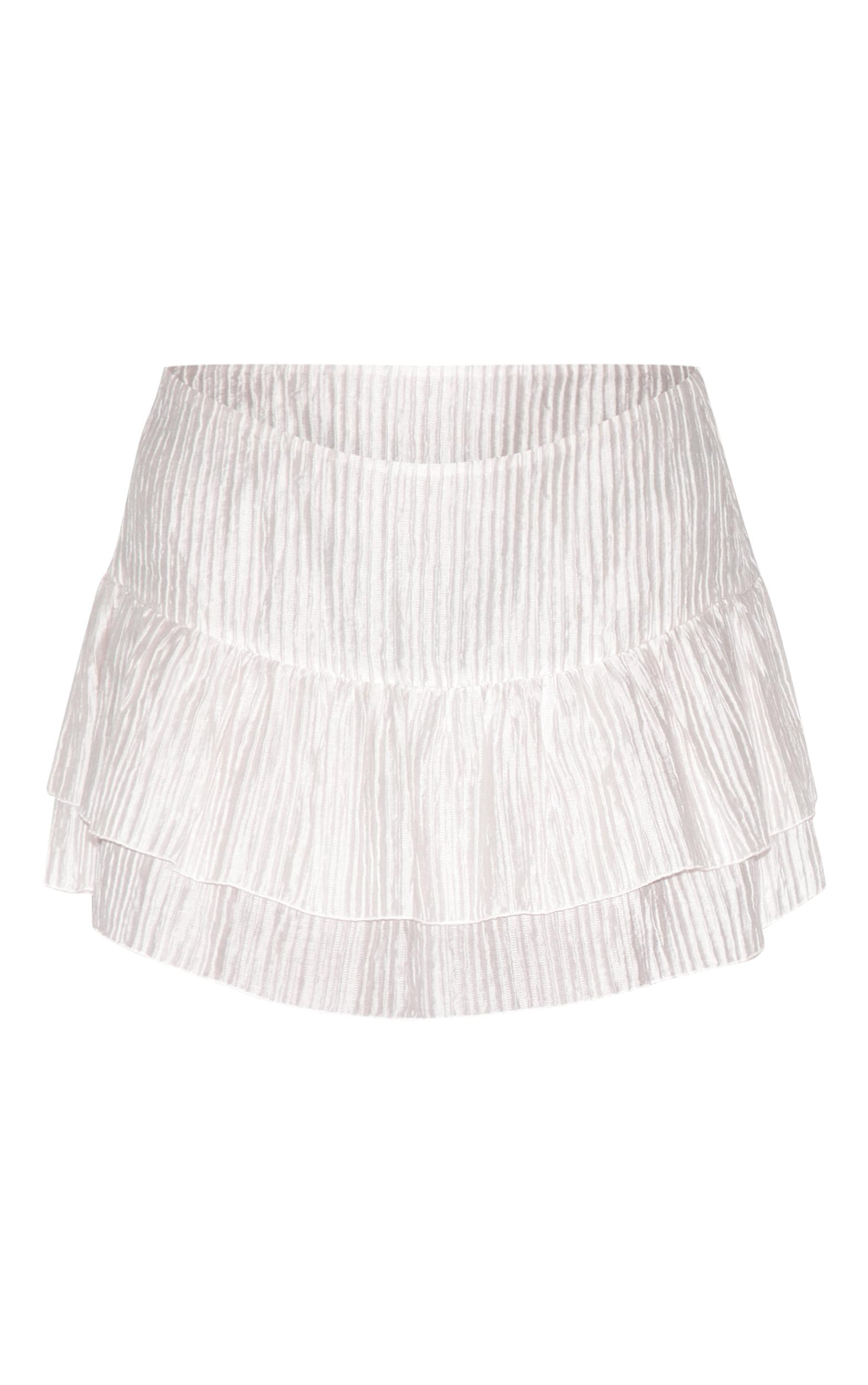 Plus Stone Crinkle Woven Dropped Waist Frilly Mini Skirt Product Image