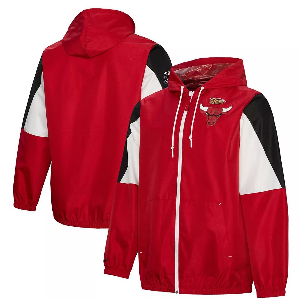 Men's Mitchell & Ness  Red Chicago Bulls Throw It Back Full-Zip Windbreaker Jacket, Size: Large Product Image