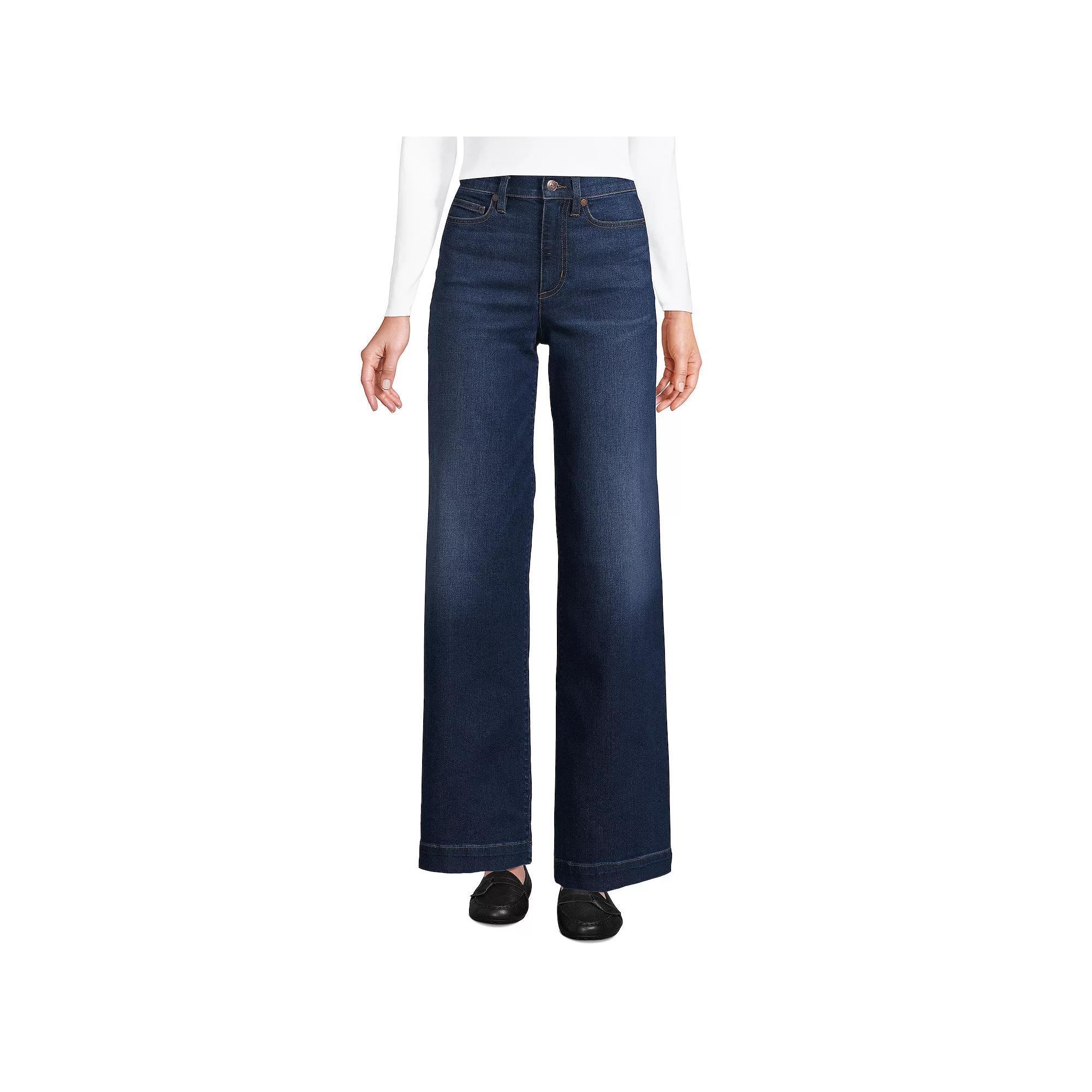 Petite Lands' End Recover High-Rise Wide-Leg Jeans, Women's,  Product Image