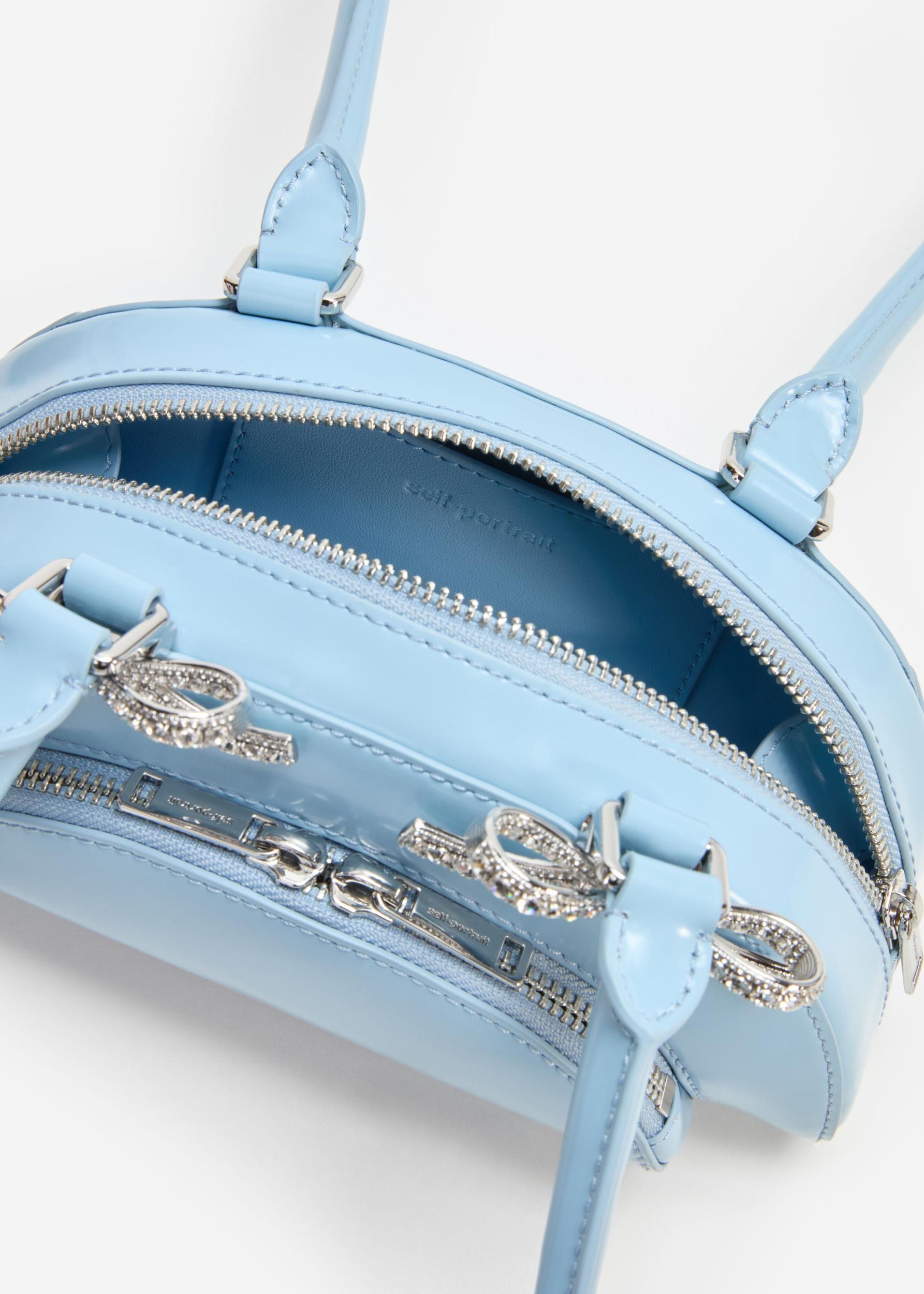 Blue Leather Curved Mini Shoulder Bag Product Image