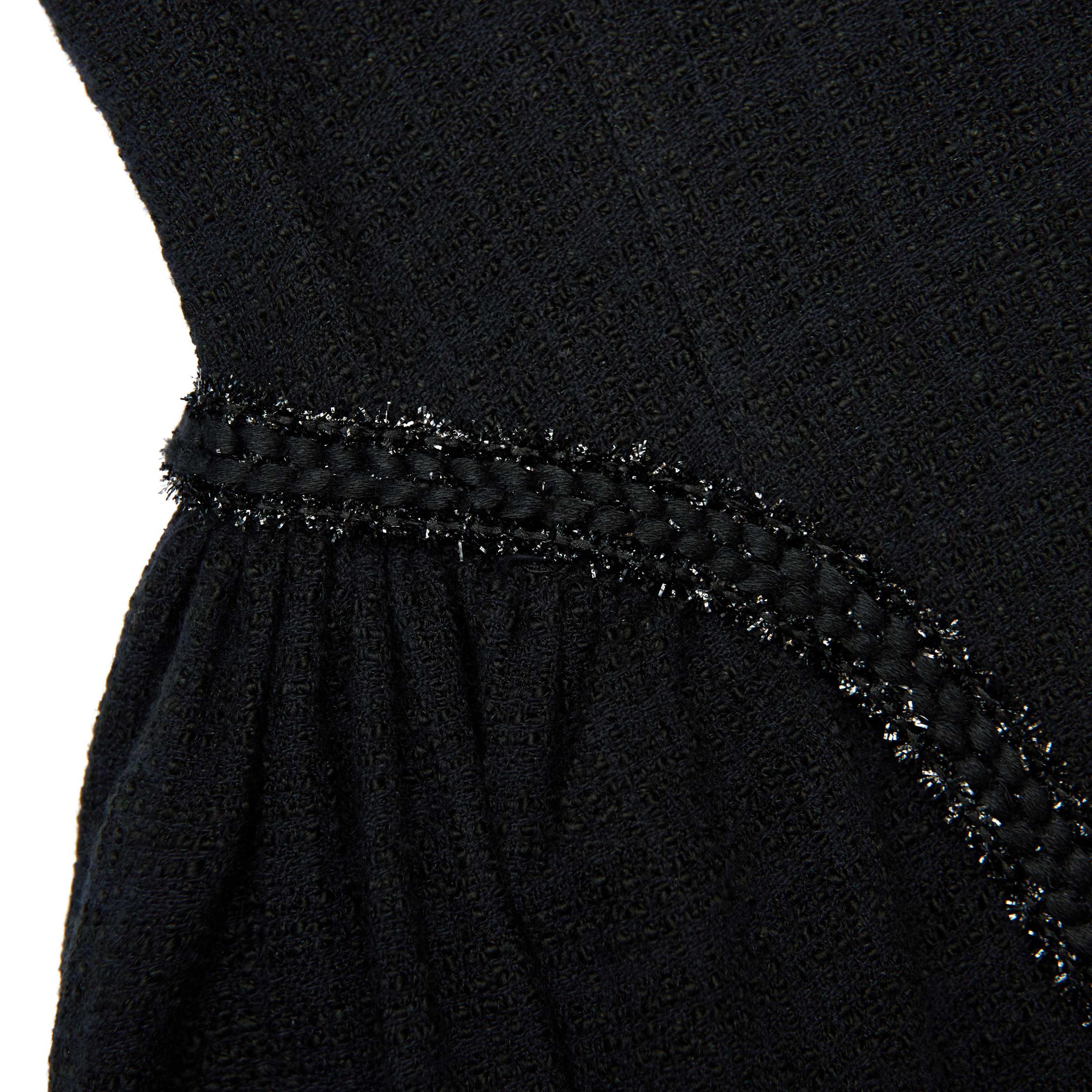 Black Boucle Sleeveless Midi Dress Product Image