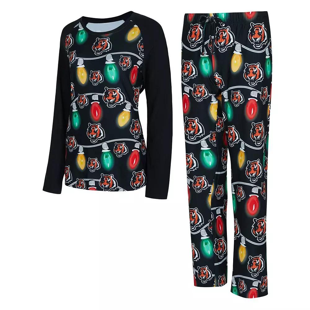 Women's Concepts Sport Cincinnati Bengals Garland Knit Raglan Long Sleeve T-Shirt & Pants Set,  Product Image