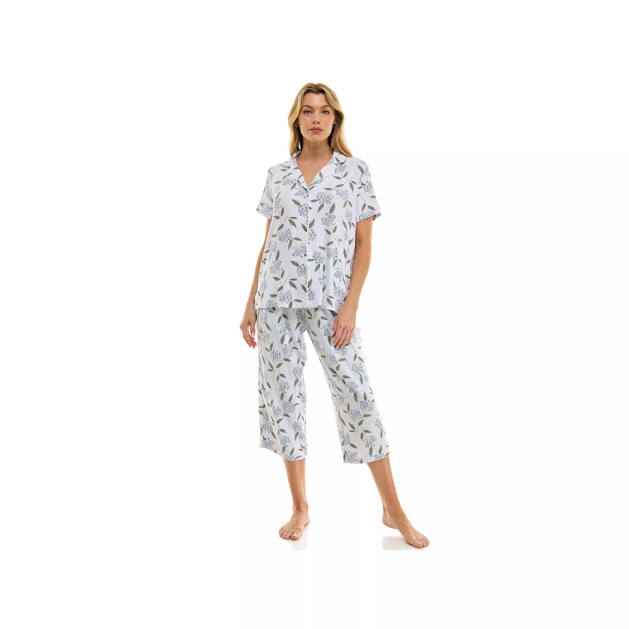 Petite Croft & Barrow® Wonderluxe Pajama Top & Pajama Capri Pants Set, Women's, Size: XS Petite, Contessa Floral Product Image