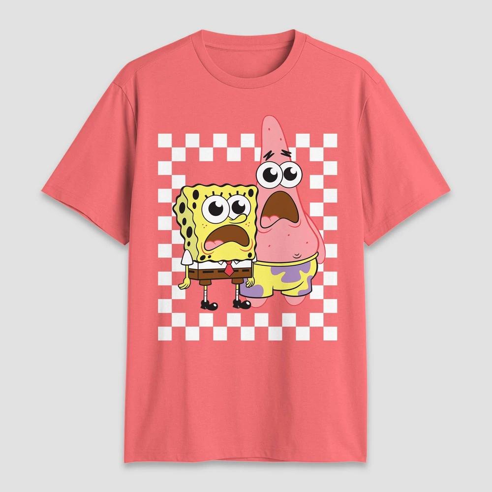 Men's SpongeBob and Patrick Yelling Short Sleeve Graphic T-Shirt - Light Pink Product Image