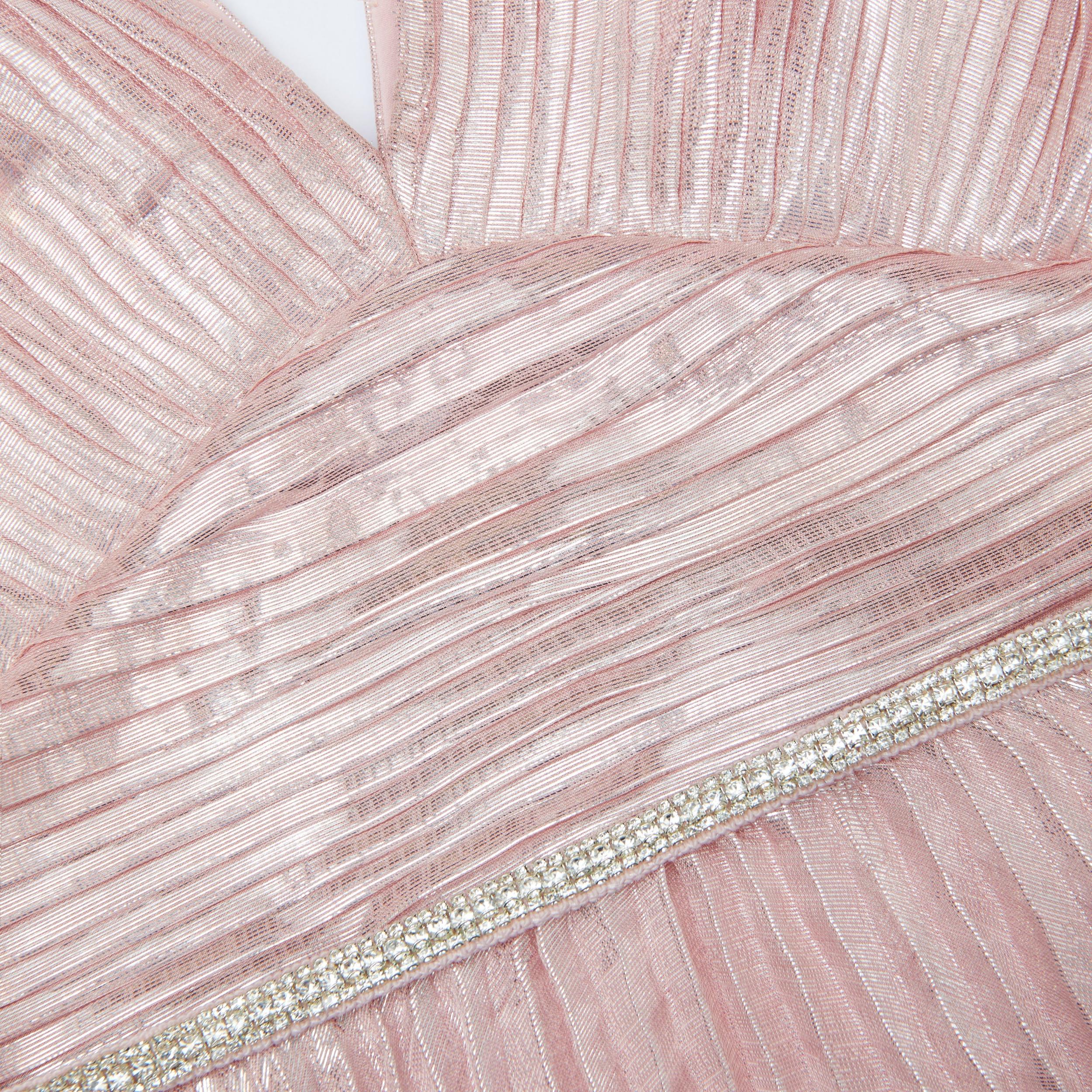 Pink Metallic Tiered Midi Dress Product Image