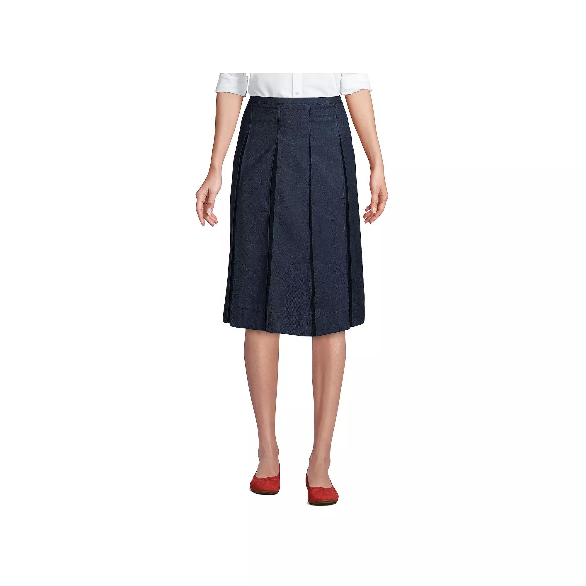 Women's Lands' End School Uniform Below the Knee Box Pleat Skirt,  Product Image
