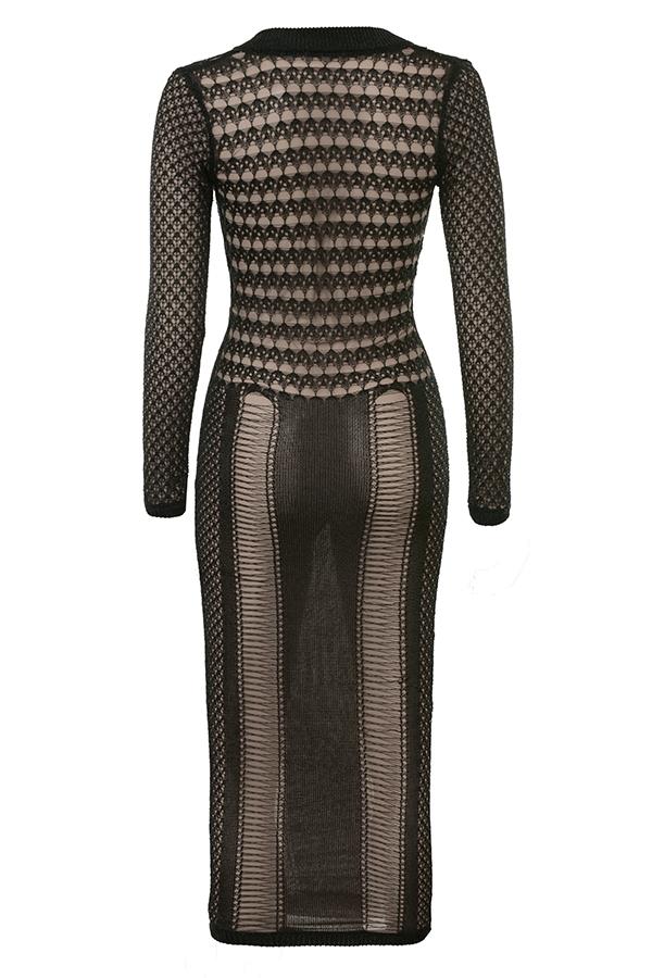 Loula  black plunge midi dress - sale Product Image