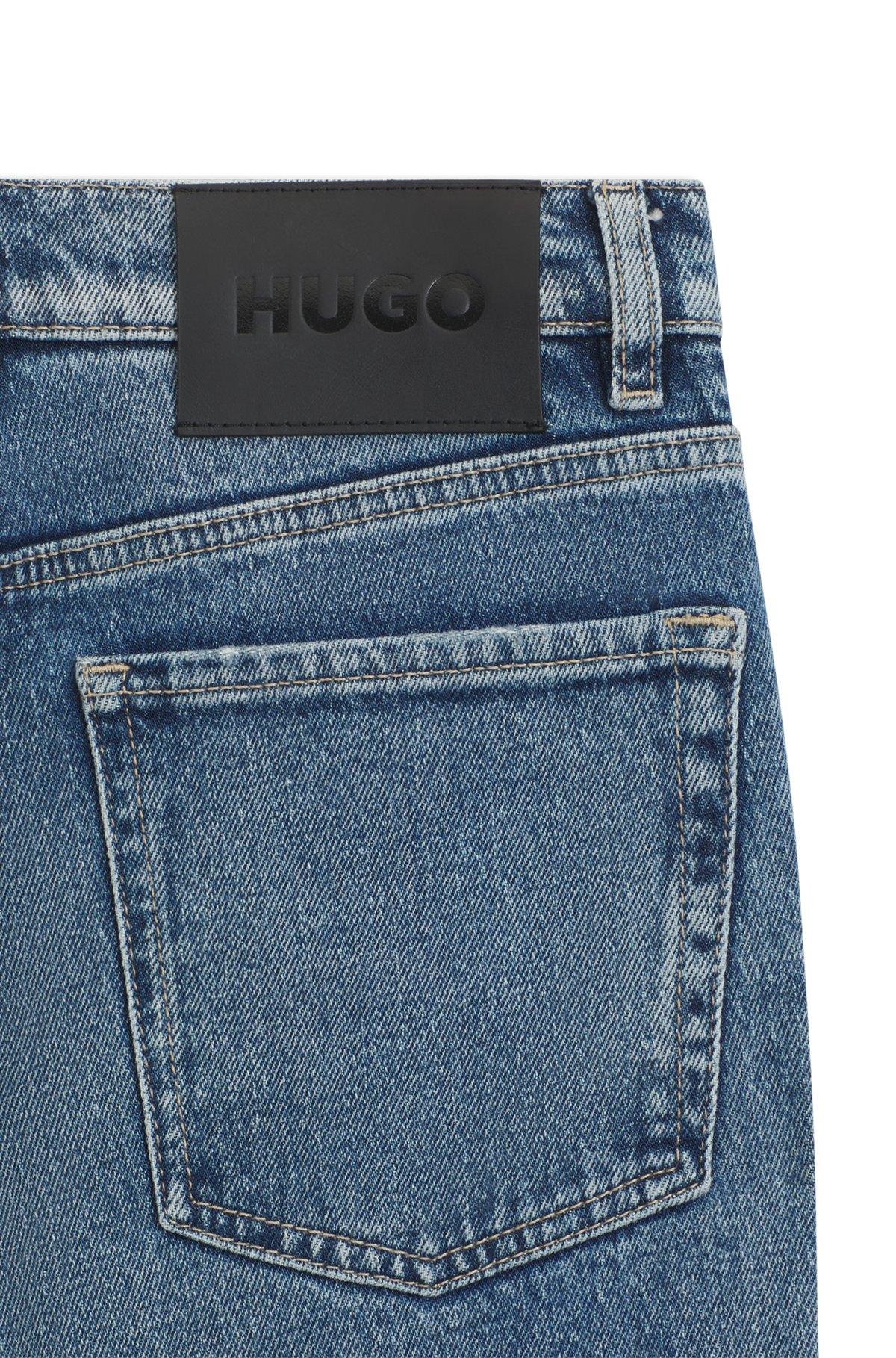 HUGO - Flared-leg skinny-fit jeans in blue stretch denim - Turquoise Product Image