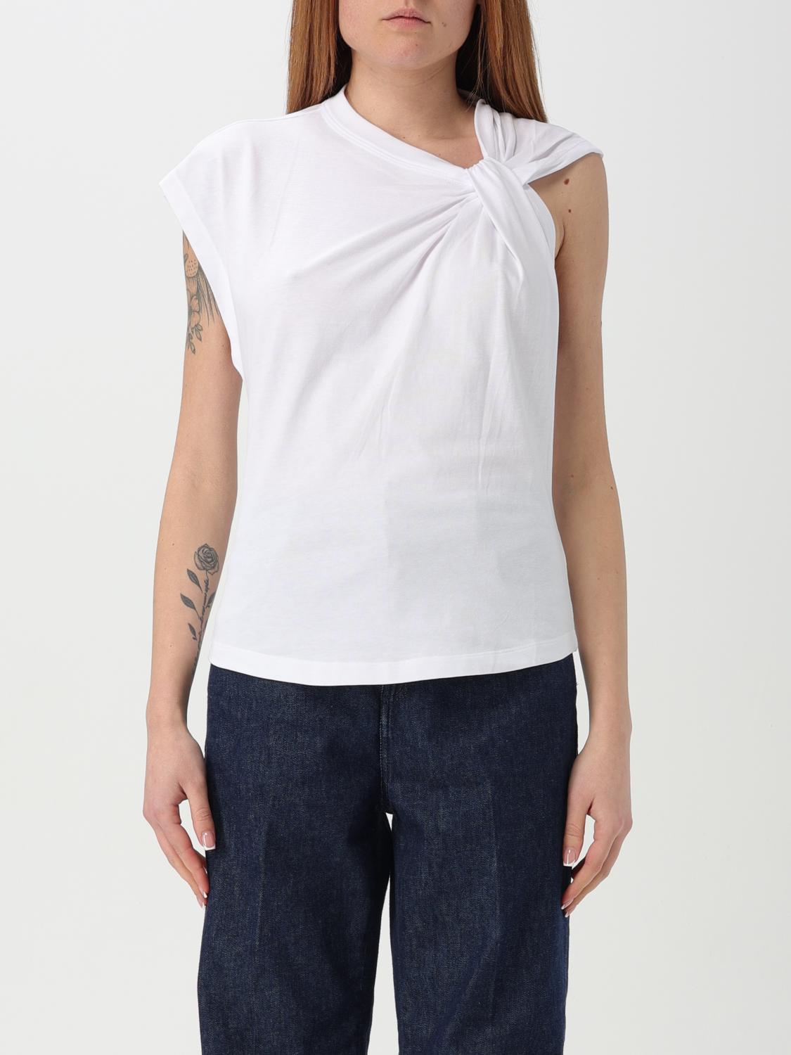 ISABEL MARANT Cap Sleeves Knot-detail Cotton Top In White Product Image