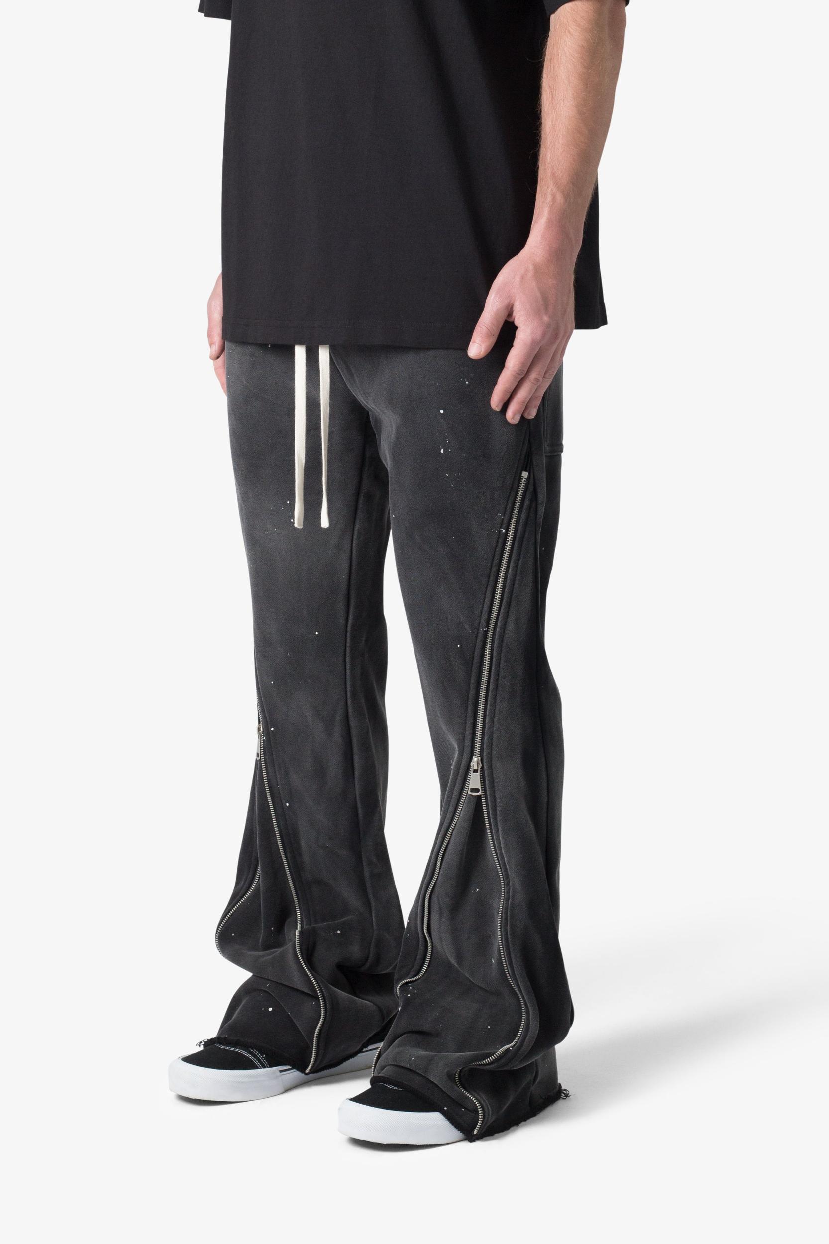 Zipper Flare Sweatpants - Vintage Black Product Image