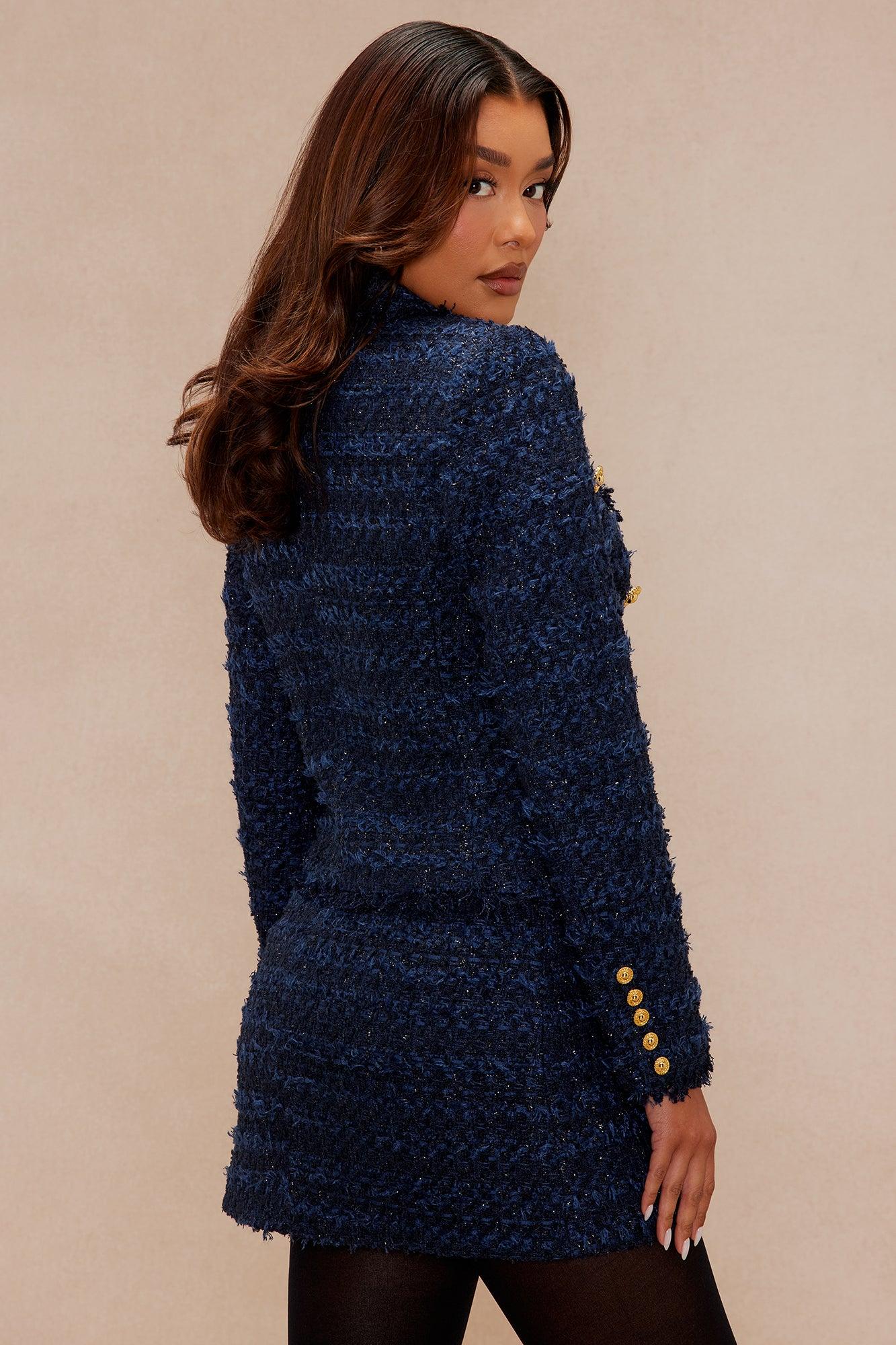 Talia Tweed Blazer Suit Set - Navy Female Product Image