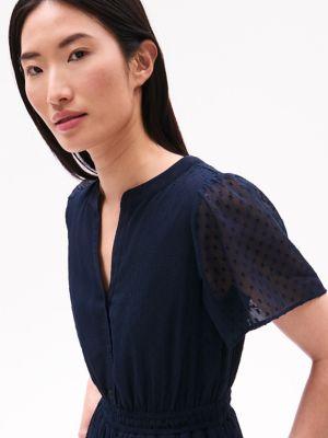 Short-Sleeve Clip-Dot Dress Product Image