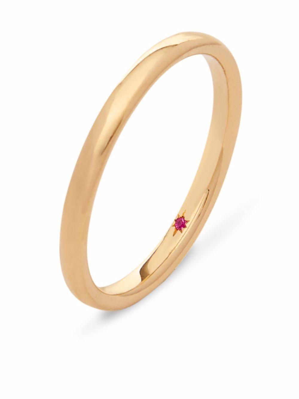 18kt yellow gold 2mm ruby wedding band ring Product Image