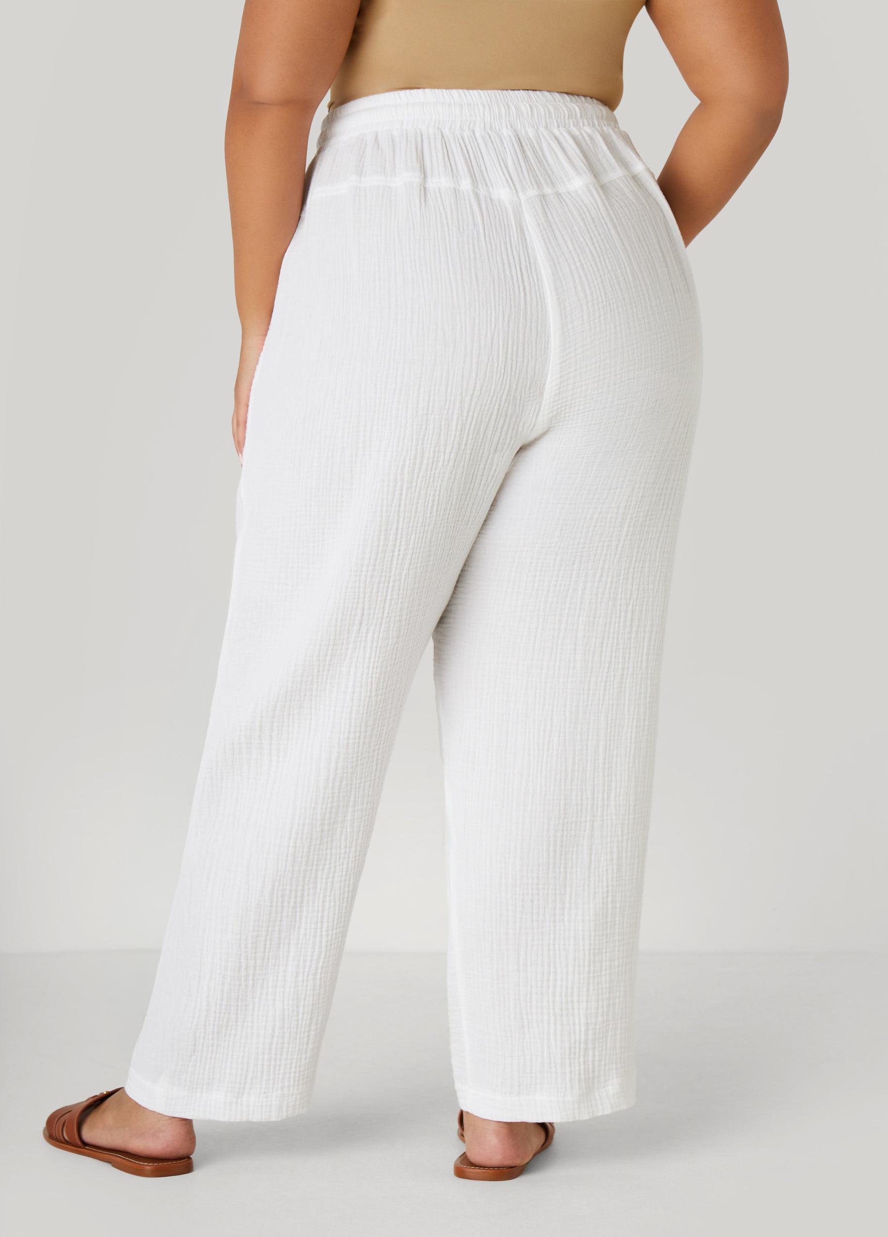 Plus Size Textured Cotton Gauze Pants Ashley Stewart Product Image