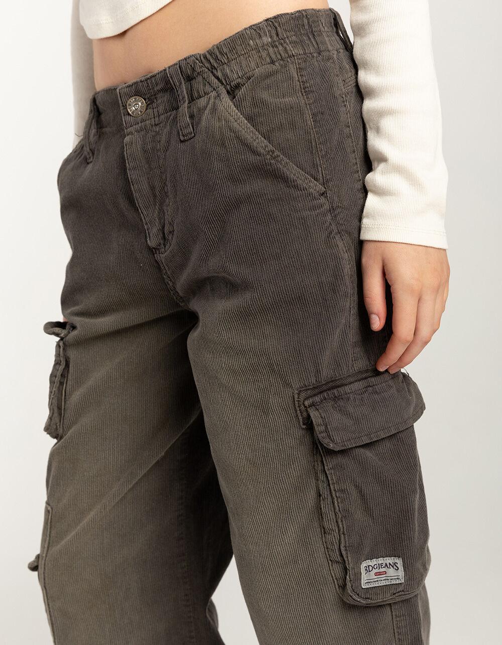 BDG Urban Outfitters Y2K Mid Rise Corduroy Womens Cargo Pants - CHARCOAL Product Image