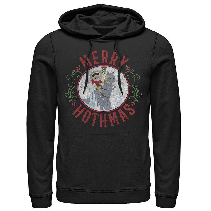 Men's Star Wars Merry Hothmas Cute Cartoon Mistletoe Circle Hoodie,  Product Image