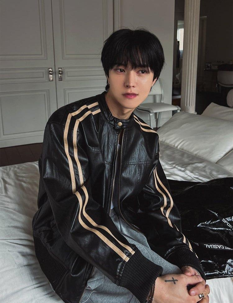 RT No. 11454 DOUBLE STRIPED MOTORCYCLE LEATHER JK Product Image