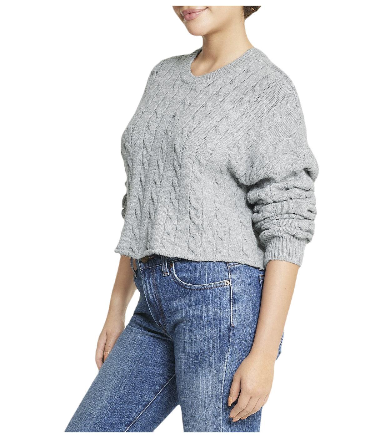 Cropped Boxy Cable Knit Sweater Product Image