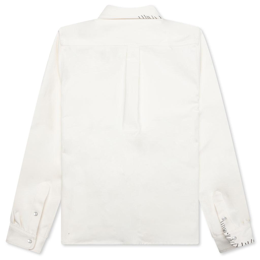 White Drill Shirt With Mending - Lily White Male Product Image