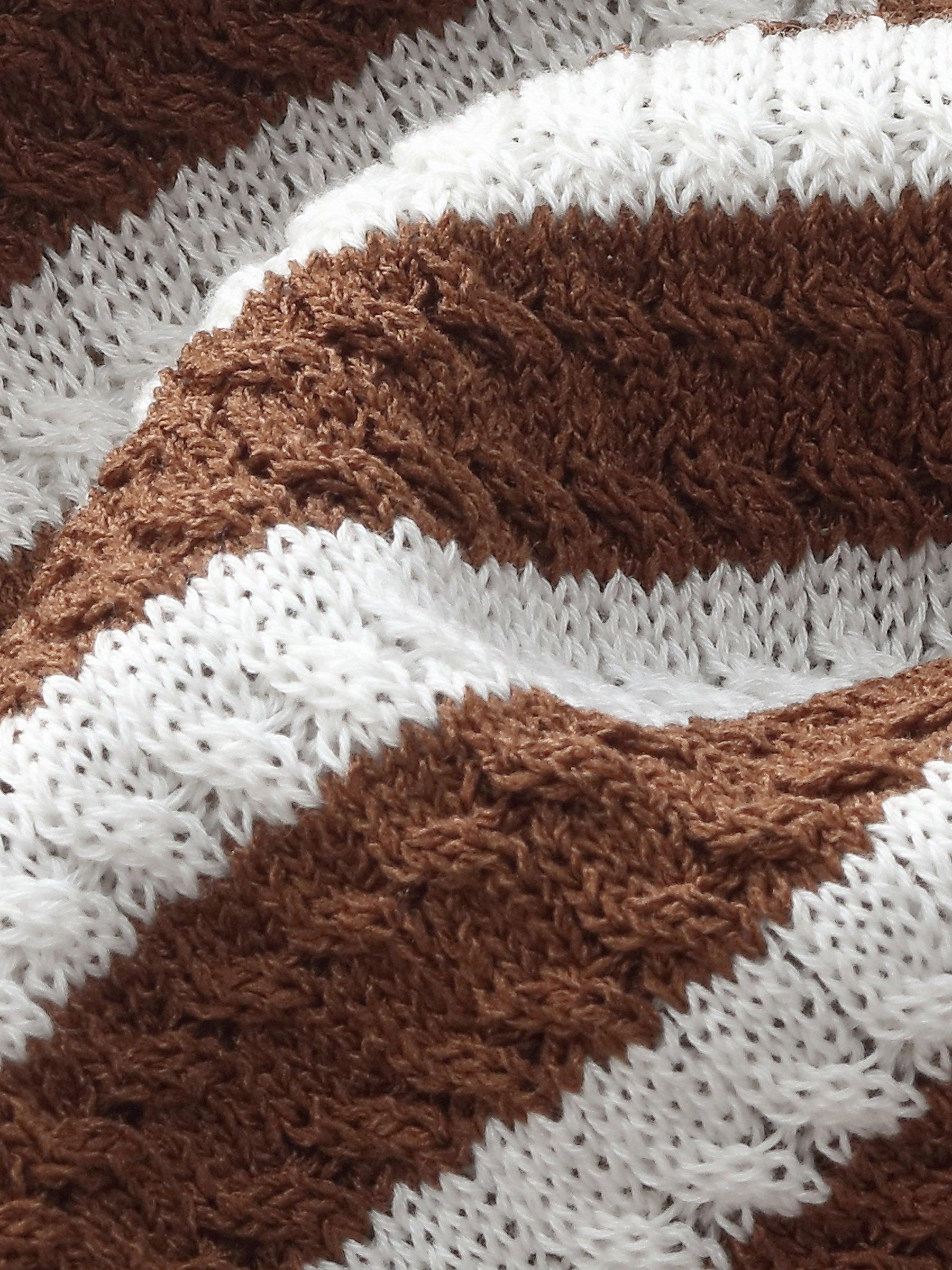 Stripe Knit Top And A-Line Skirt Two-Piece Set Product Image