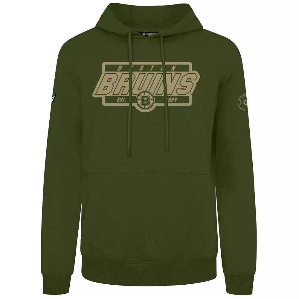 Men's Levelwear Olive Boston Bruins Podium Pullover Hoodie,  Product Image