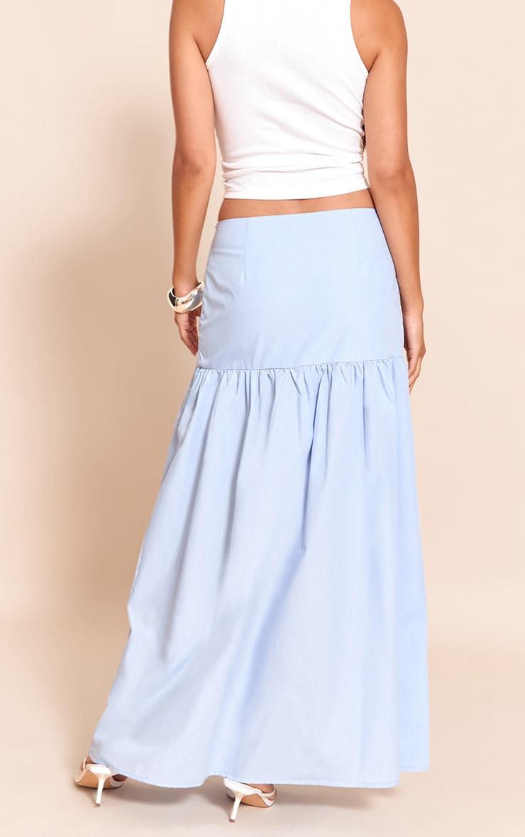 Blue Cotton Poplin Drop Waist Maxi Skirt Product Image