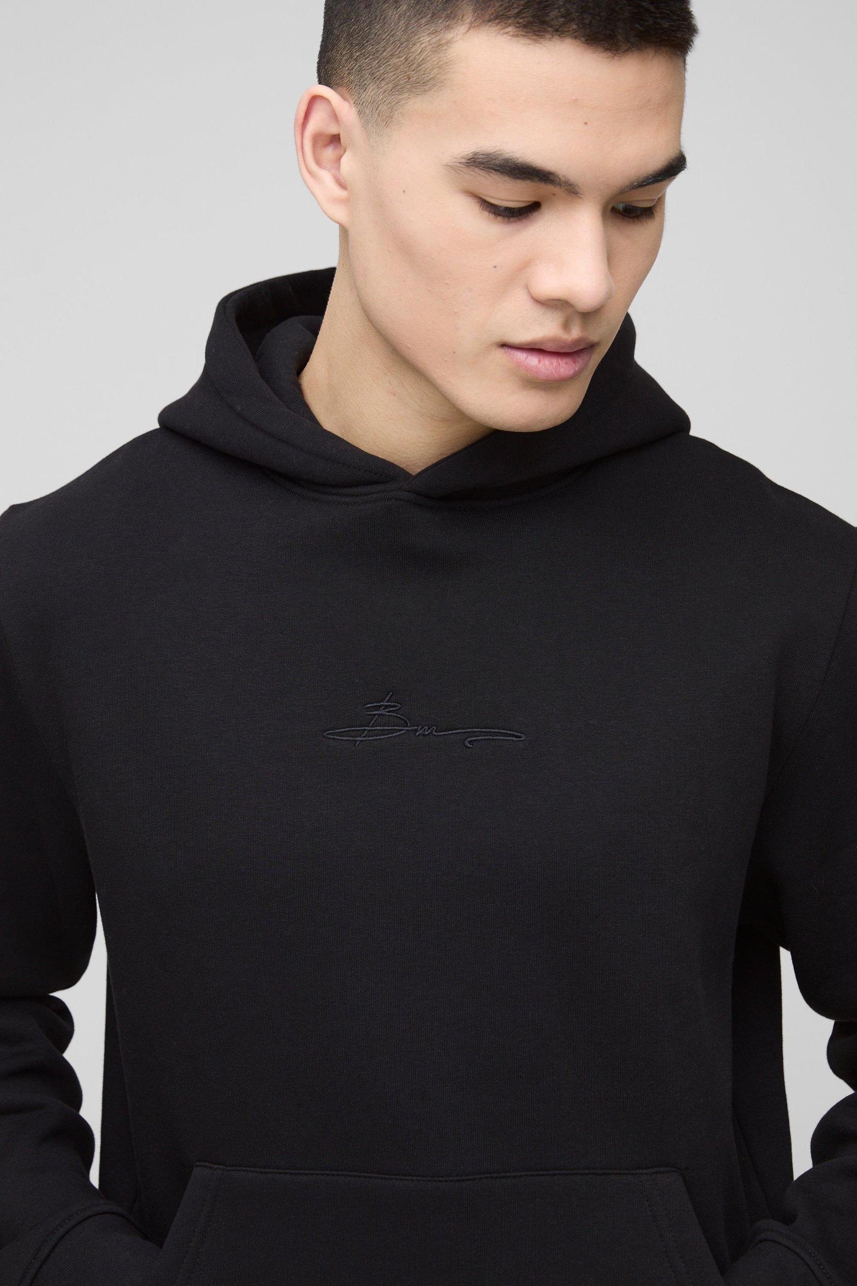 330GSM BM Signature Regular Fit Over The Head Hoodie | boohooMAN USA Product Image