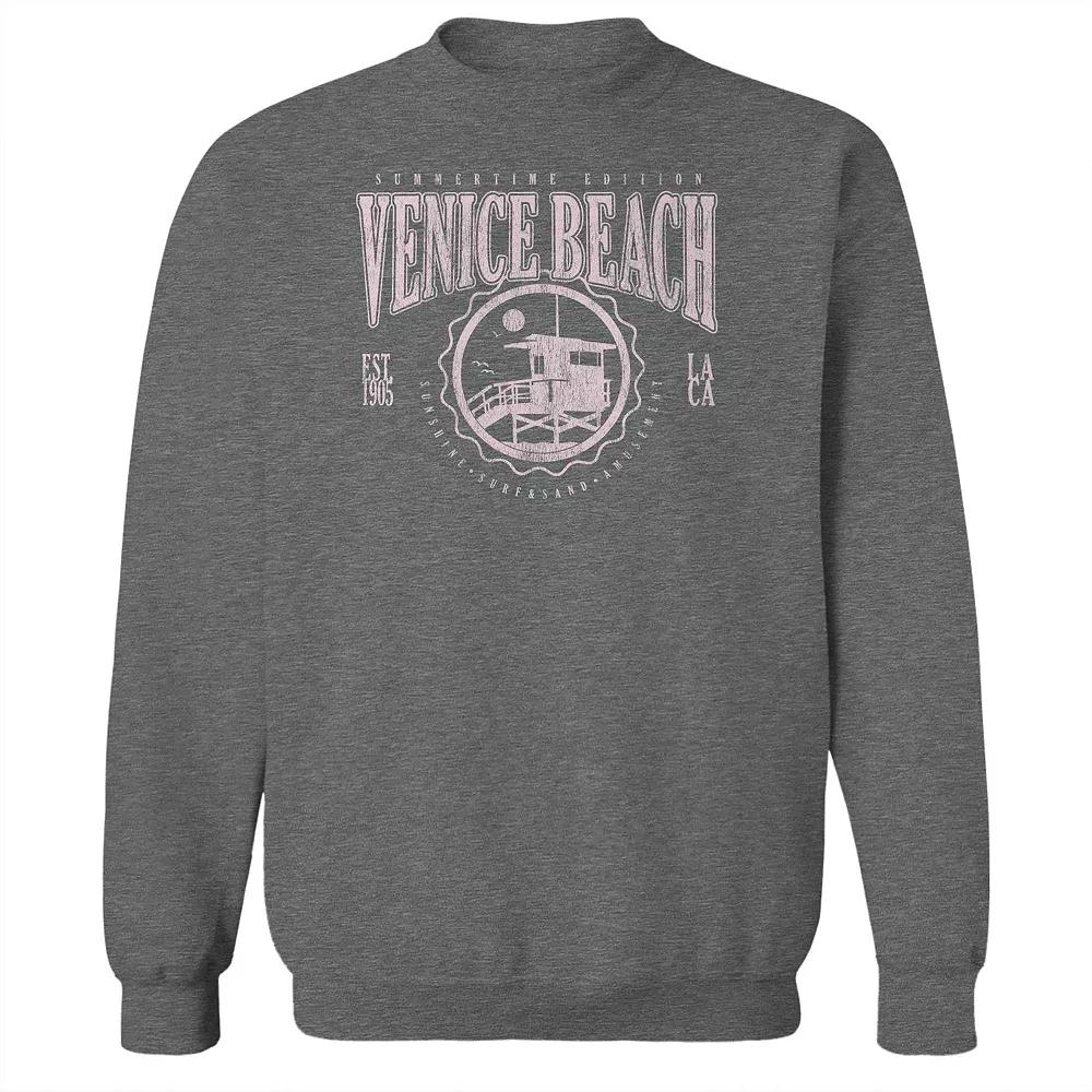 Junior's Venice Beach Graphic Fleece Sweatshirt, Women's, Size: Medium, Grey Heather Product Image