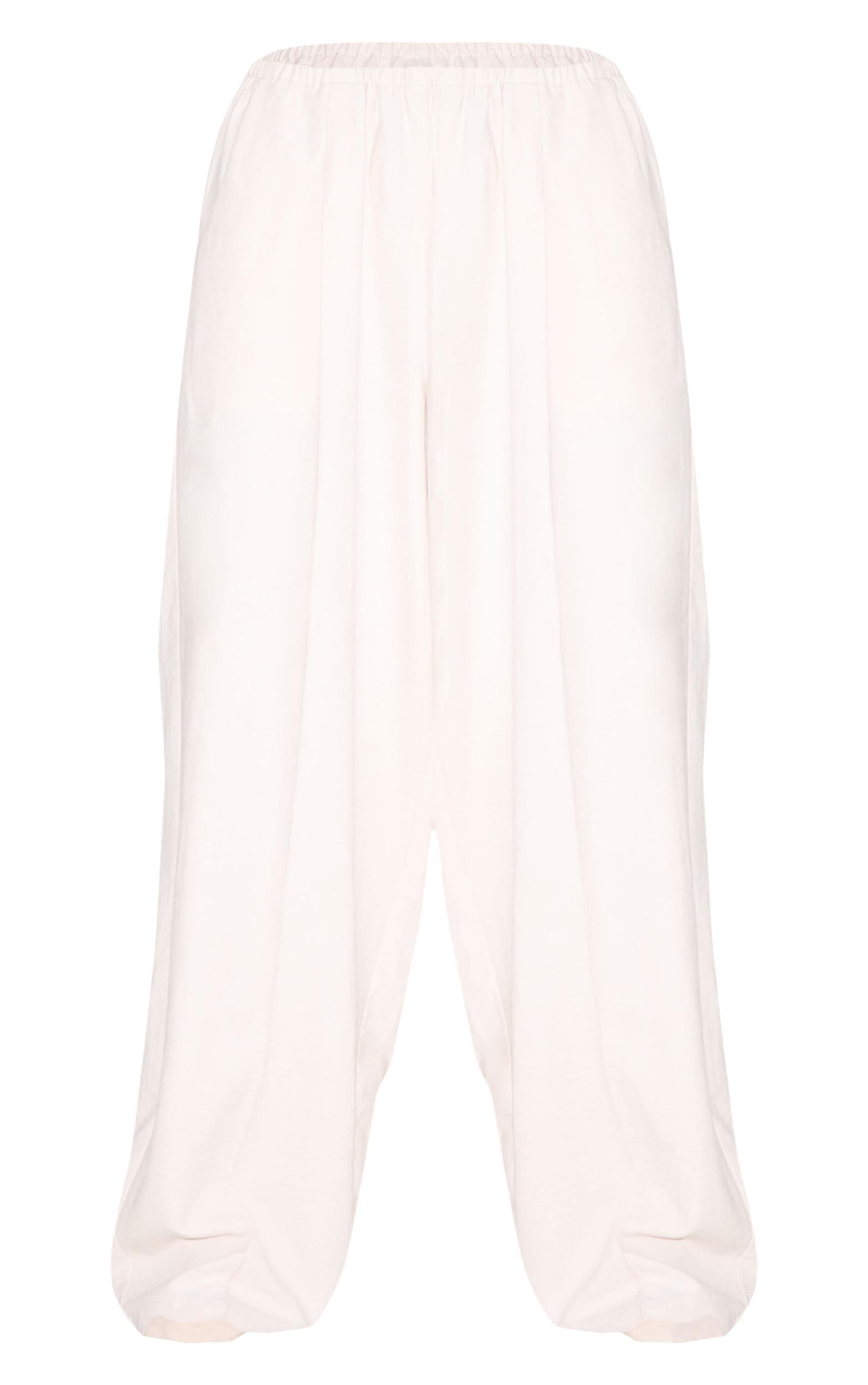 Beige Peachskin Wide Leg Pants Product Image