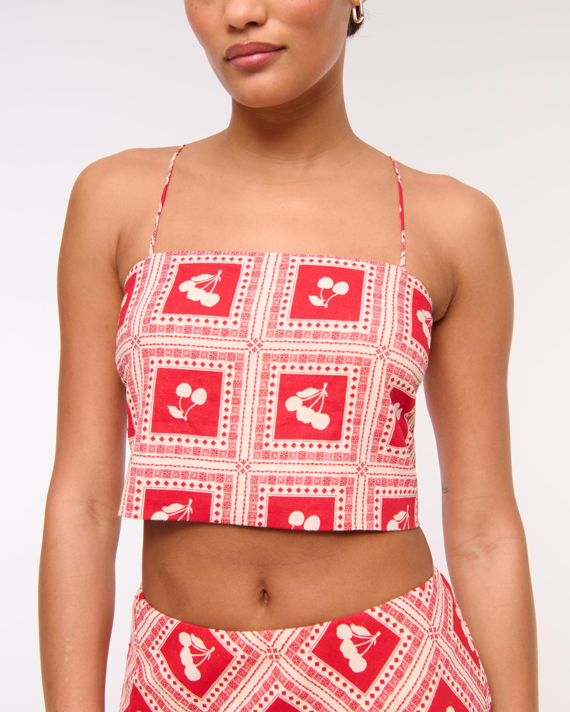 Cropped Linen-Blend Cami Product Image