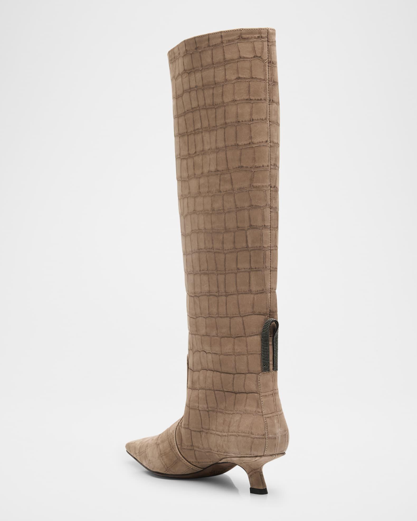 Leather Comma-Heel Knee Boots Product Image