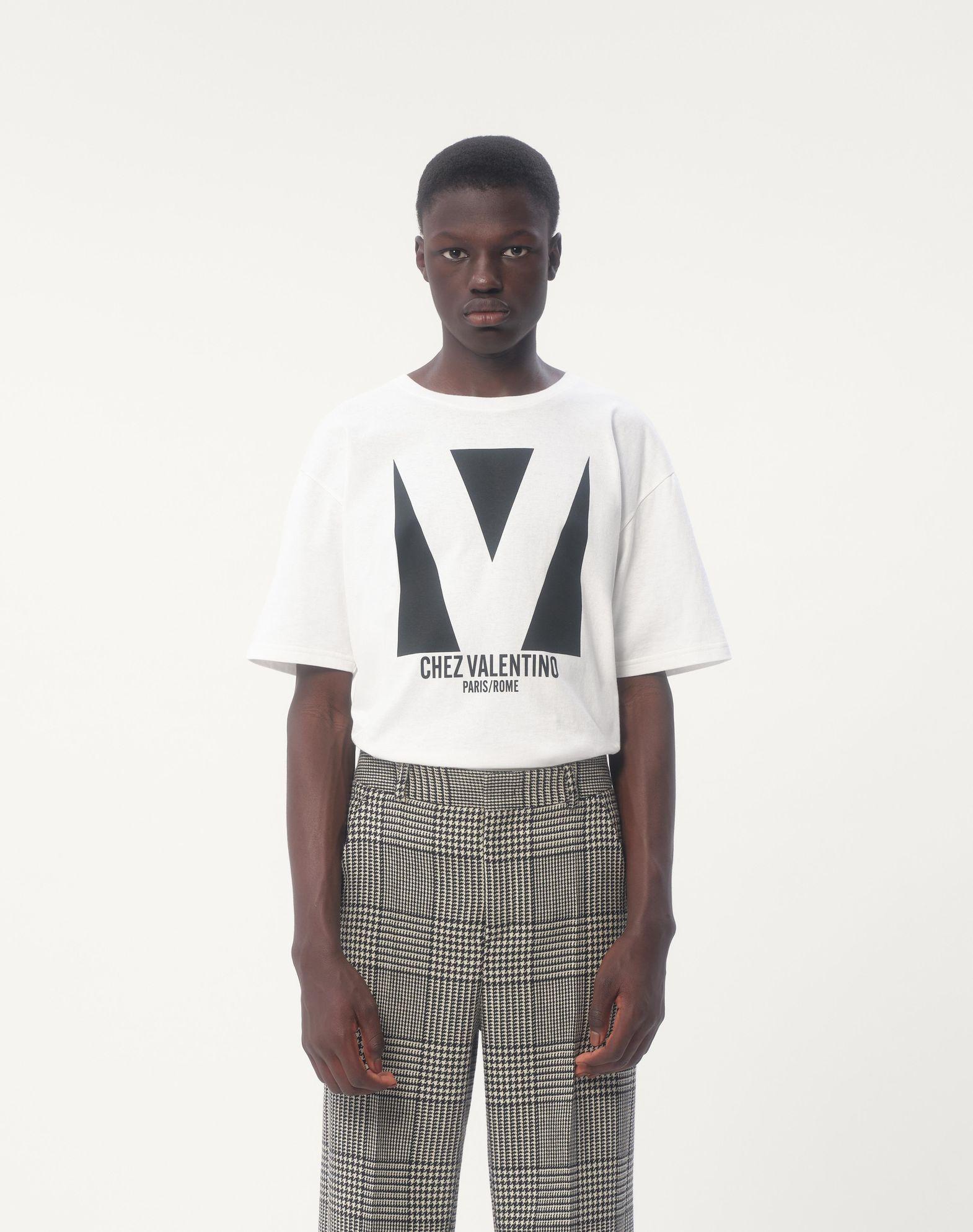 Cotton T-Shirt With Chez Valentino Print Product Image