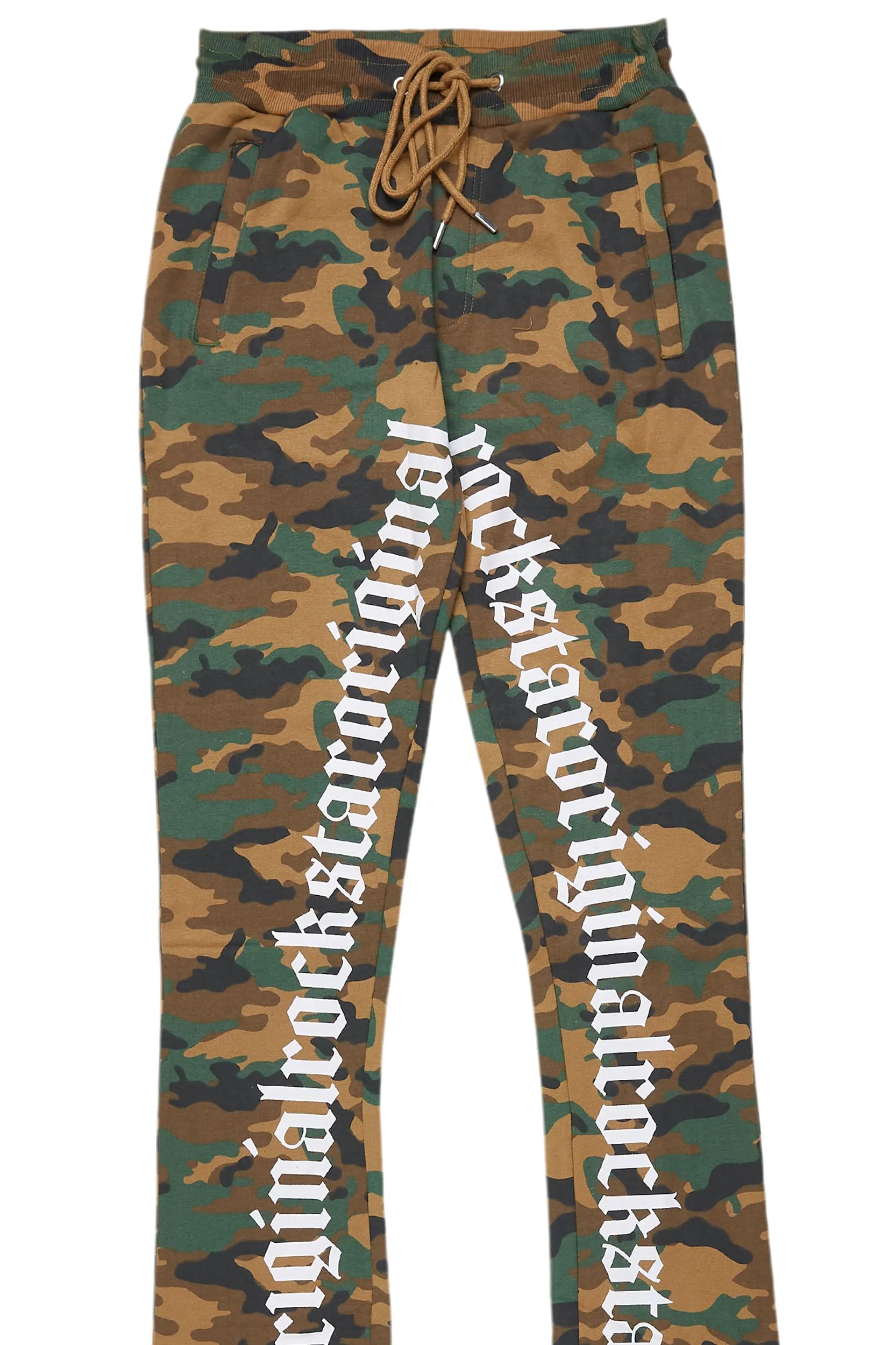 Callie Faded Camo Super Stacked Flare Pants Male Product Image