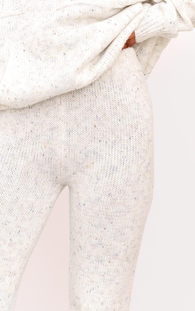 Cream Space Dye Knitted Wide Leg Pants Product Image