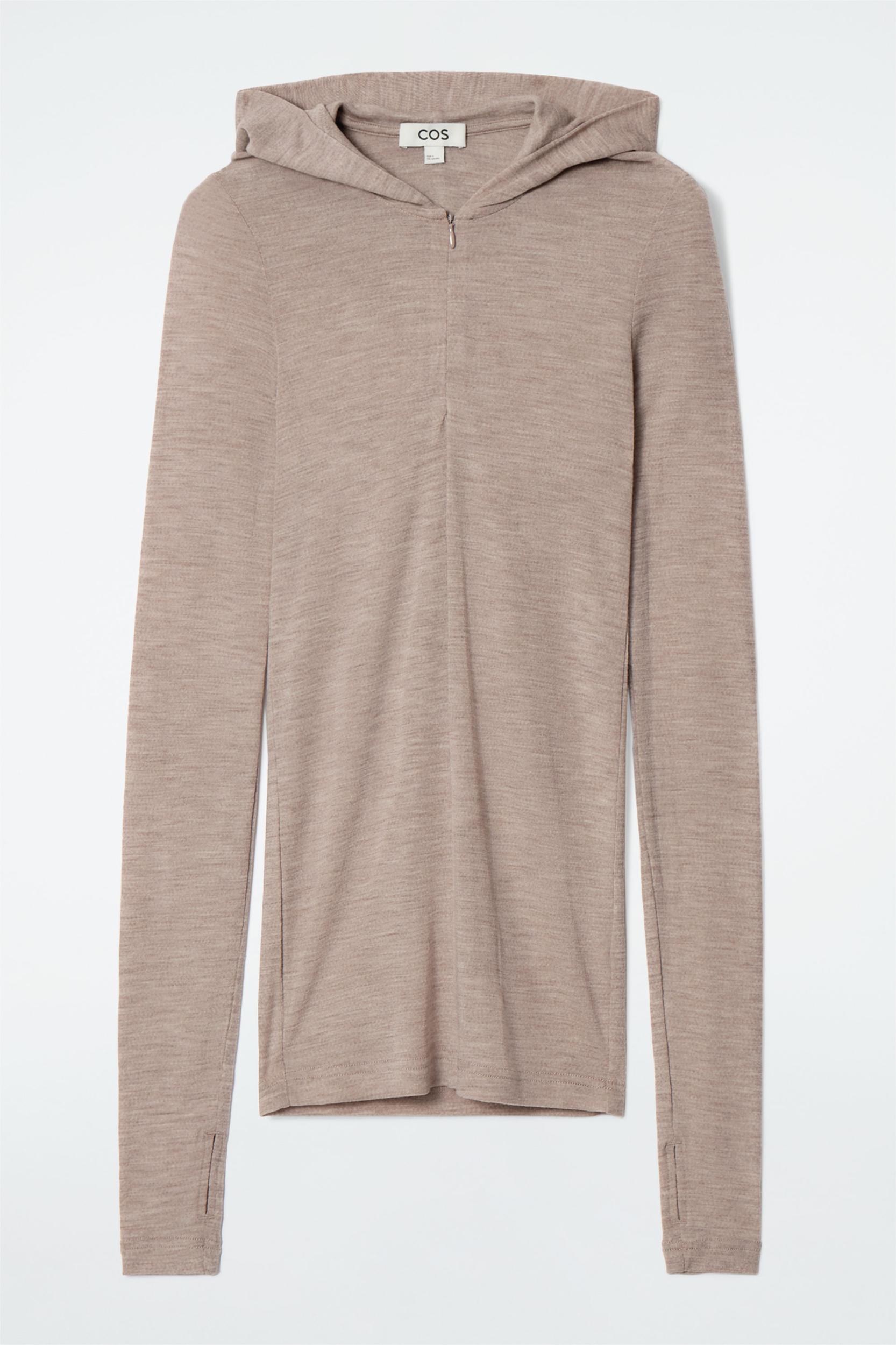 SLIM HALF-ZIP WOOL HOODIE Product Image