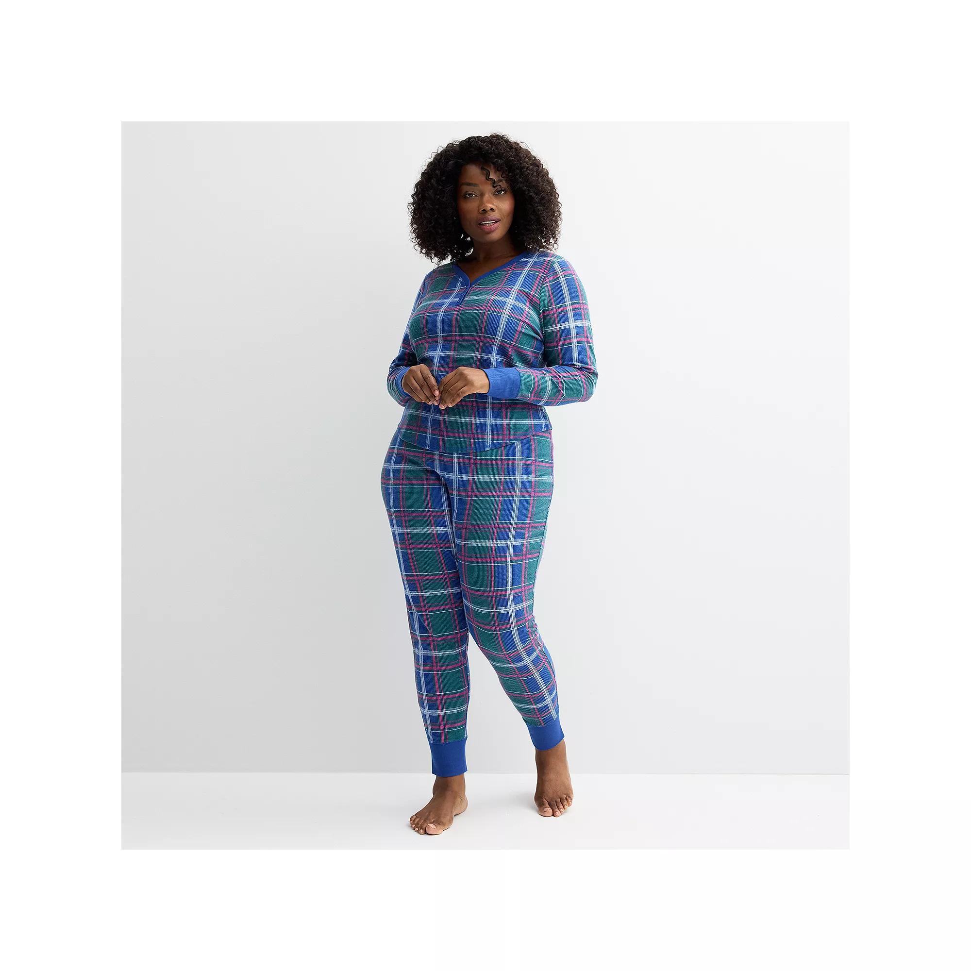Plus Size Sonoma Goods For Life Thermal Pajama Top & Pajama Bottoms Set, Womens Product Image