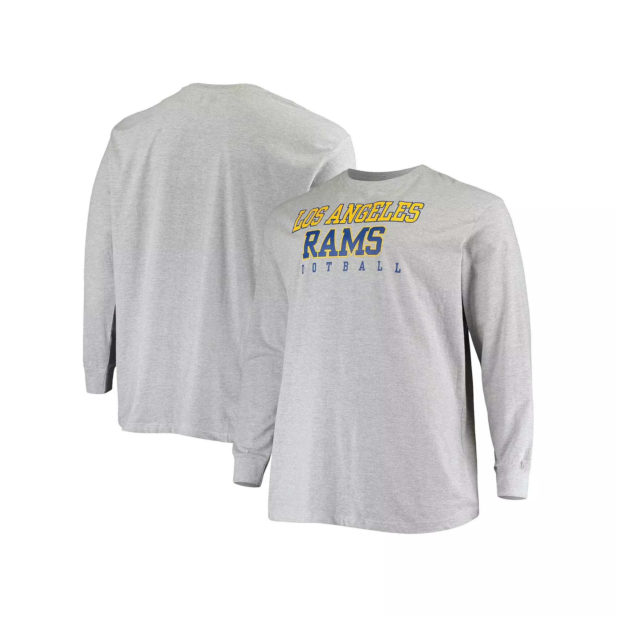 Men's Fanatics Branded Heathered Gray Los Angeles Rams Big & Tall Practice Long Sleeve T-Shirt,  Product Image