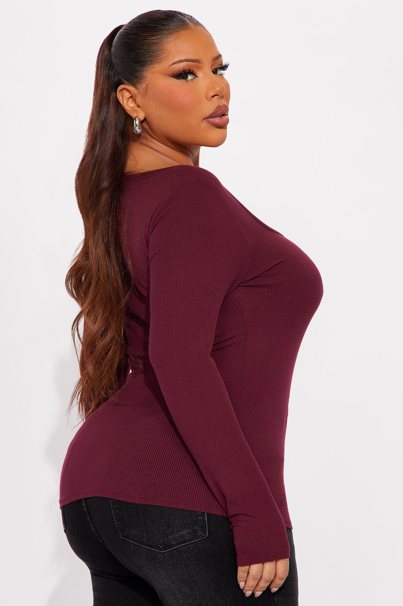 Issa Ribbed Top - Burgundy Female Product Image